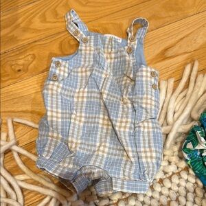 Zara Blue and Tan Plaid Kids Romper